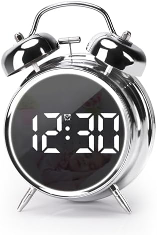 JUSTUP Digital Alarm Clock with Double Bell and Night Light