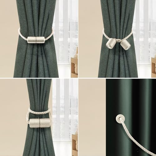 VEAGINS 6 Pack Magnetic Curtain Holdbacks Beige