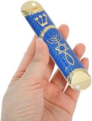 Classic Metal Mezuzah with Scroll Door Decoration