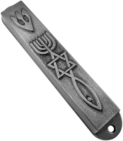 Set of 2 Pewter Mezuzah with Scroll for Door