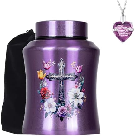 Purple Cross Urns for Ashes Large Personalized Cremation Urn for Adults