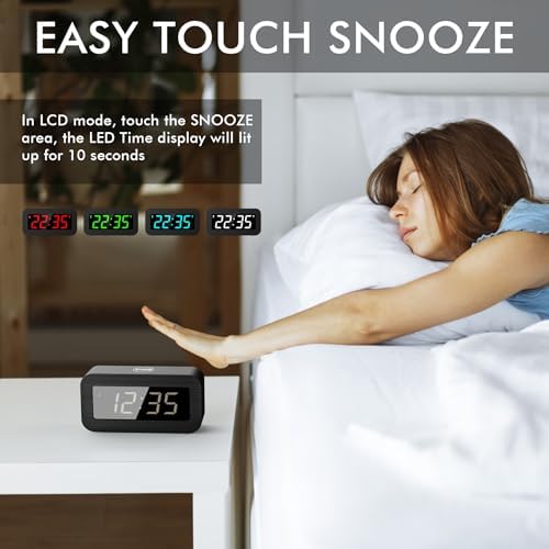 T-FAMY Hybrid LED LCD Alarm Clock with Snooze