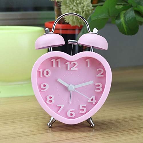 3in 3D Dial Loud Twin Bell Alarm Clock with Heart Shape Nightlight