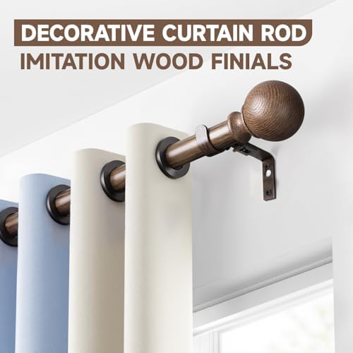 BRIOFOX Imitation Walnut Wood Curtain Rods 72-144 Inch