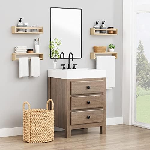 Forbena Natural Wood Floating Bookshelf 4 Pack
