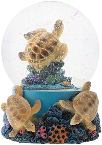 Elanze Designs Musical Glitter Snow Globe with Sea Turtle Decoration