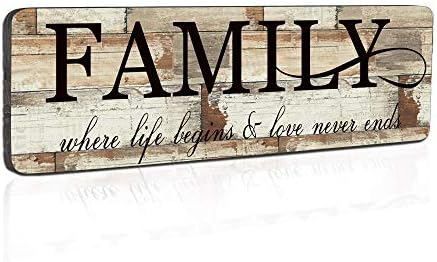 Family Wall Art Sign - Wood Decor Plaque 16x5