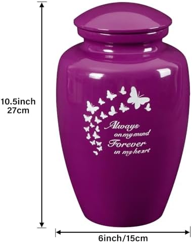 Purple Butterfly Urn for Ashes 10 Inch Height