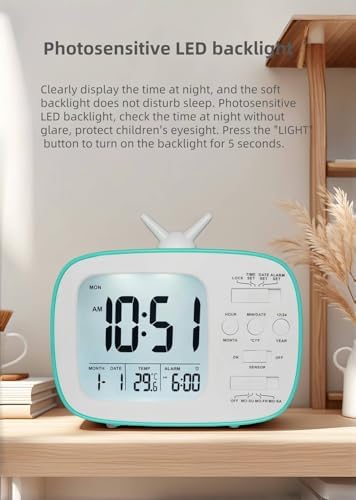 YHFITN Smart Digital Alarm Clock for Kids Bedroom Green