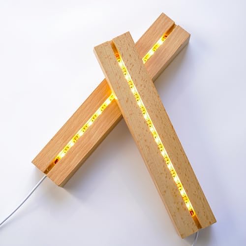 ZEERSHEE 2 Pcs Wooden LED Light Pedestal with USB Switch
