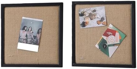 SOFE Burlap Bulletin Board Set of 2 - 12x12 Black Wall Organizer
