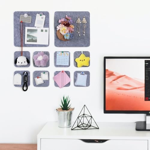 Pretty Jolly 10 Pcs Felt Pin Board DIY Bulletin Board Gray