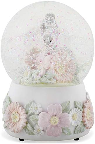 Pastel Chickadee Flowers Musical Snow Globe