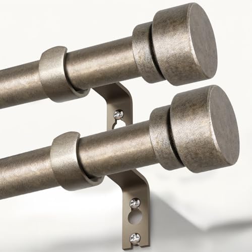 2 Pack Retro Silver Curtain Rods for Windows 66-120 Inches