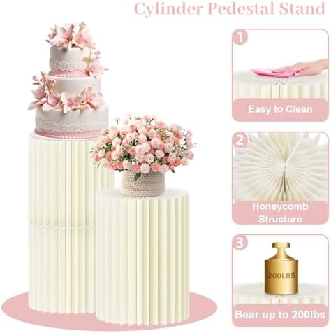 Cylinder Stands for Party 3 Pcs Foldable Display Set