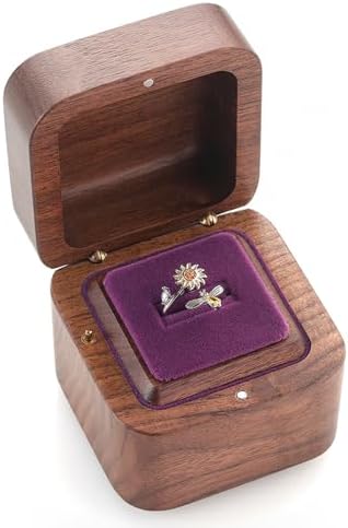 Walnut Wood Music Box Proposal Ring with You Are My Sunshine Tune