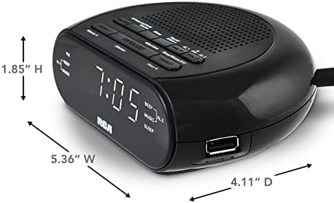 RCA RCS27 Digital Radio Alarm Clock with Soothing Sounds and USB Charging