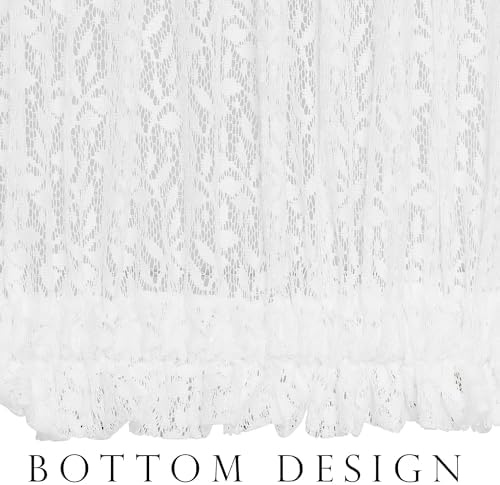 White Lace French Door Curtains with Tieback 2 Panels 25x40 Inch