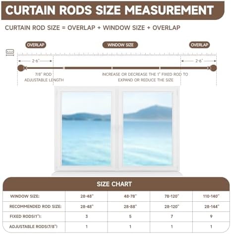 BRIOFOX Imitation Walnut Wood Curtain Rods 72-144 Inch