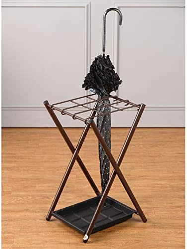 Folding Umbrella Stand with Drip Tray for Home Office Entryway