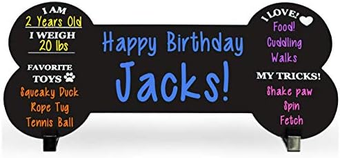 Dog Milestone Chalkboard Sign - Double Sided Reusable with Stands for Celebrations