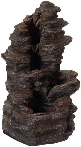 Cascading Electric 4-Tier Rock Water Fountain with LED Lights 24 Inch