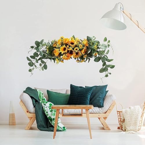 Elegant Artificial Sunflower Swag with Eucalyptus Leaves