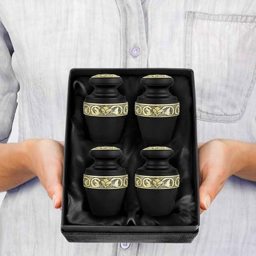 Trupoint Memorials Small Urns Set of 4 Grecian Black Gold