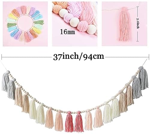 433 Inch Rainbow Tassel Garland for Kids Room