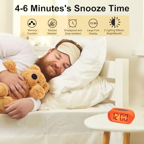 Uxcell Orange LCD Alarm Clock with Snooze
