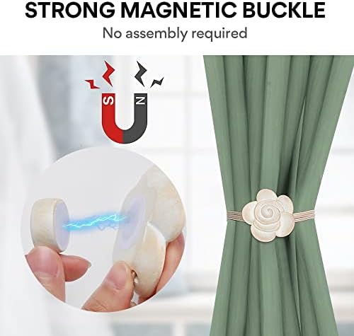 Aimou Light Small Flower Curtain Tiebacks 4 Pack Beige