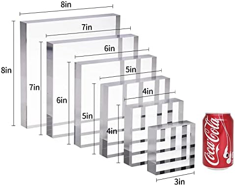 CiaoHER 7in Square Acrylic Cube Display Block with 1in Thickness 2 Pack