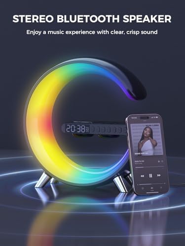 Smiling Shark Smart Wake Up Light with Bluetooth Speaker and Wireless Charger