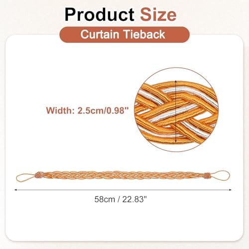 Uxcell 4Pcs Curtain Tiebacks with Braided Design Orange