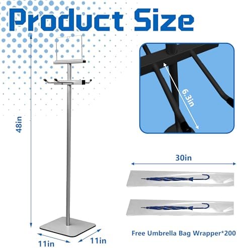 Montex Wet Umbrella Stand with 200 Plastic Bags and Holder