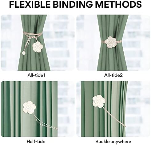 Aimou Light Small Flower Curtain Tiebacks 4 Pack Beige