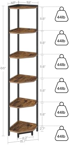 6-Tier Corner Shelf Stand with Metal Frame