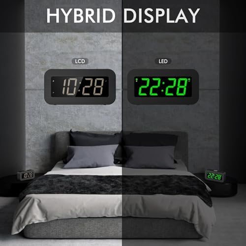 T-FAMY Hybrid LED LCD Alarm Clock with Snooze