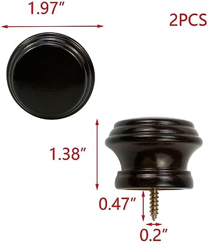 T Tulead Brown Curtain Rod Finial 2PCS