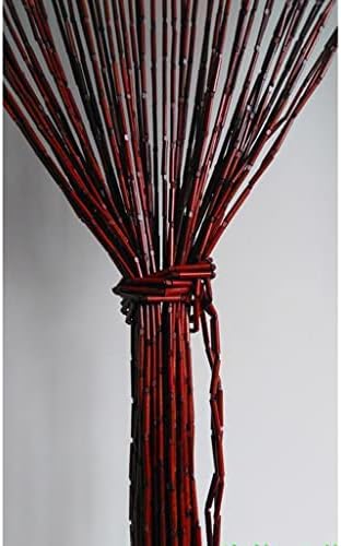 Natural Bamboo Bead Curtain for Doorways Red Panel 90x100cm 60 Strands
