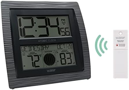 La Crosse Technology BBB86118 Curved Atomic Digital Clock with Moon Phase and Temperature