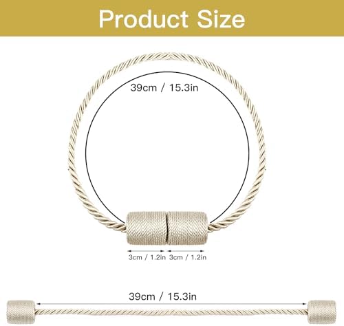 VEAGINS 6 Pack Magnetic Curtain Holdbacks Beige