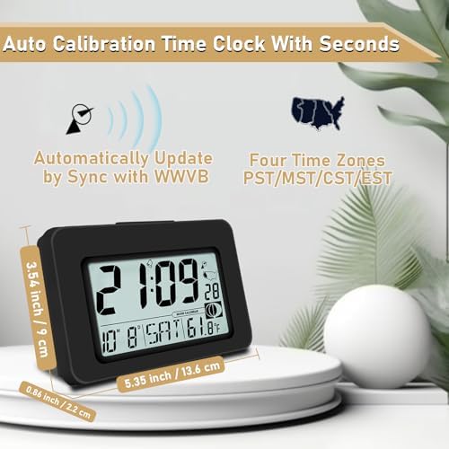 Qinyune Atomic Alarm Clock with 5s Touch Backlight
