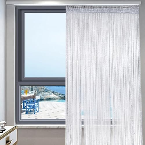 String Curtains 39x79 Inch Shiny Lightweight Polyester Doorway Curtains with Rod Pocket