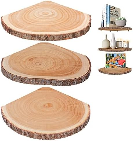 3Pcs Rustic Corner Floating Shelves for Home Decor