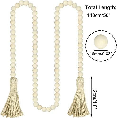 58in Farmhouse Wood Bead Garland with Tassels