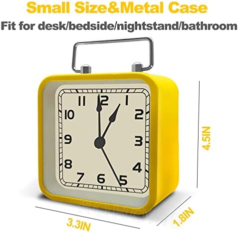 Retro Small Alarm Clock with Night Light and Silent Quartz Movement