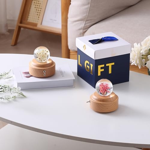1 Piece 6cm Yellow Glass Little Daisy Ball Night Light Music Box