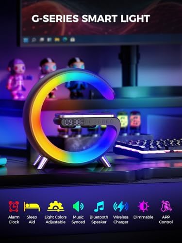Smiling Shark Smart Wake Up Light with Bluetooth Speaker and Wireless Charger