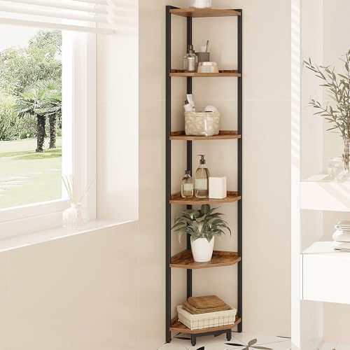 6-Tier Corner Shelf Stand with Metal Frame